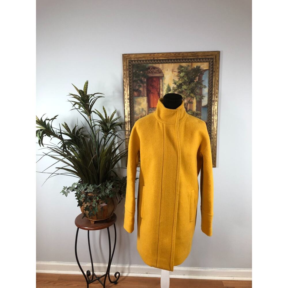 J.Crew Mercantile City Coat Women’s 4 Yellow Wool Blend Stand Collar Zip